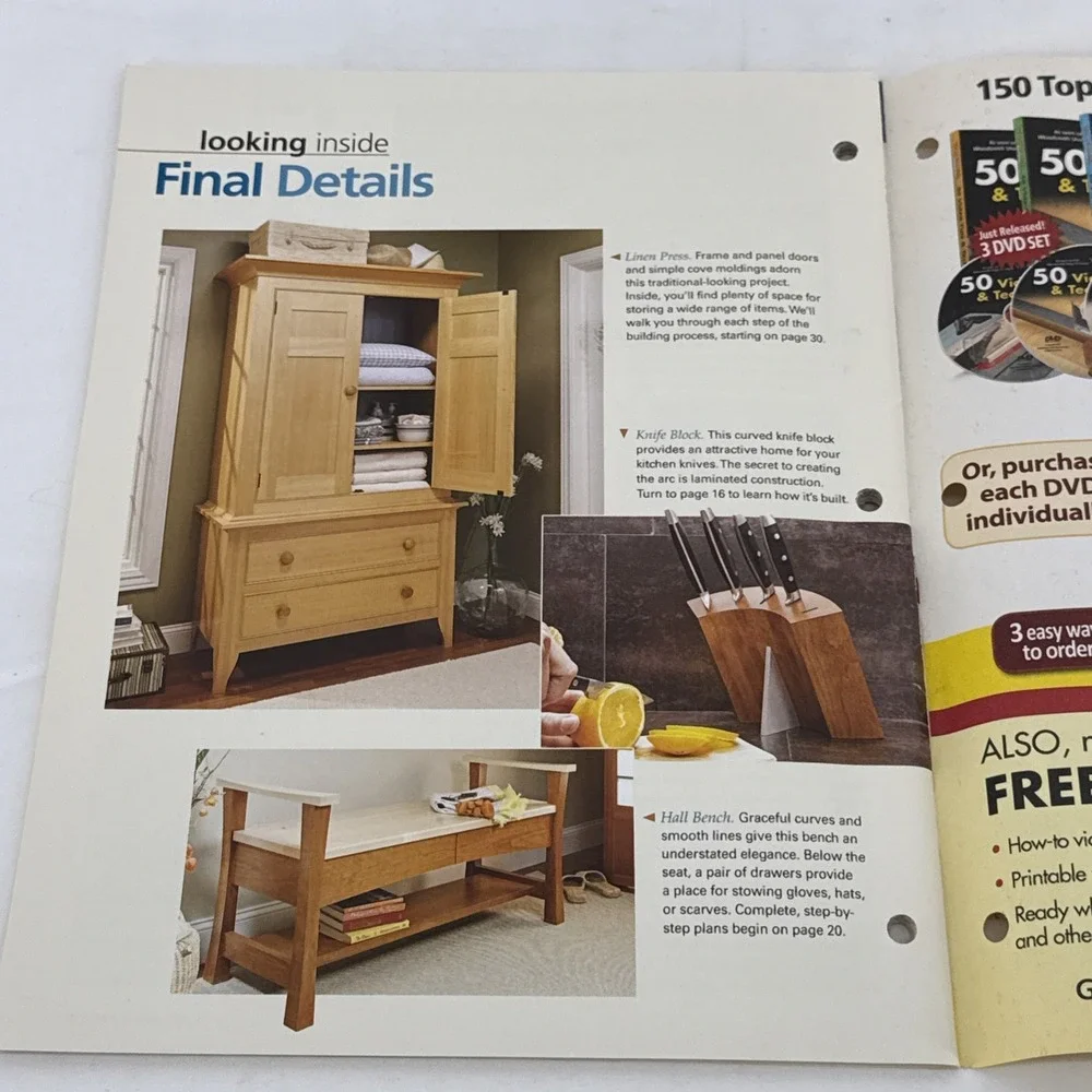 Woodsmith No 211 - Linen Press, Knife Block, Hall Bench, Bandsaw Circle Jig